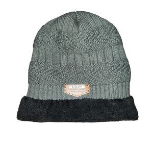 Hindawi Acrylic Crochet Slouchy Beanie Cap Plush Faux Fur Lined Hat Olive Black